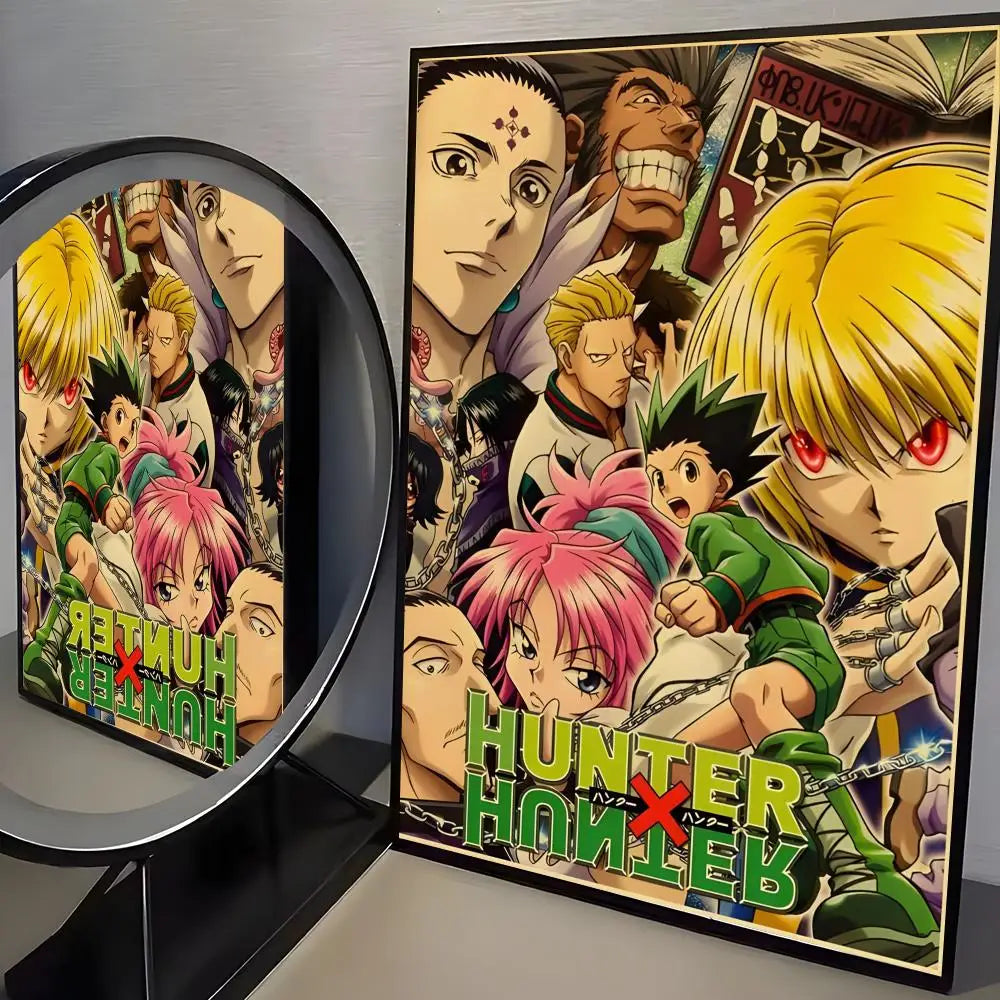 Anime H-Hunter X Hunter Poster Stickers Mural Painting Self-Adhesive Wall Decals for Bedroom Living Room Home HD Decor Gift