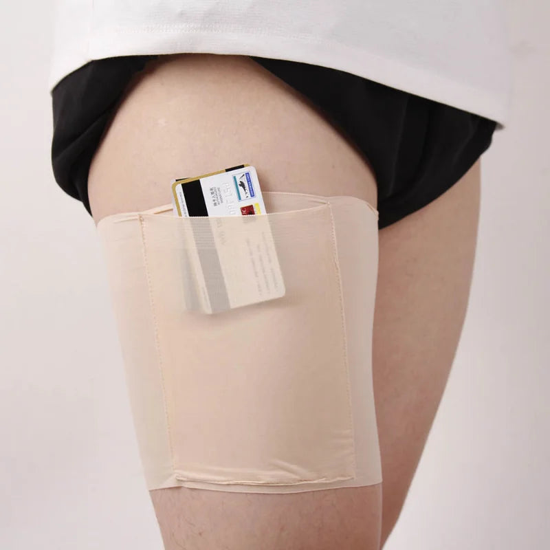 Sexy Inner Thigh Anti Chafing Thigh Bands Solid Phone Pocket Women Silicon Non Slip Leg Sleeves Sport Thigh Bands Leg Warmers