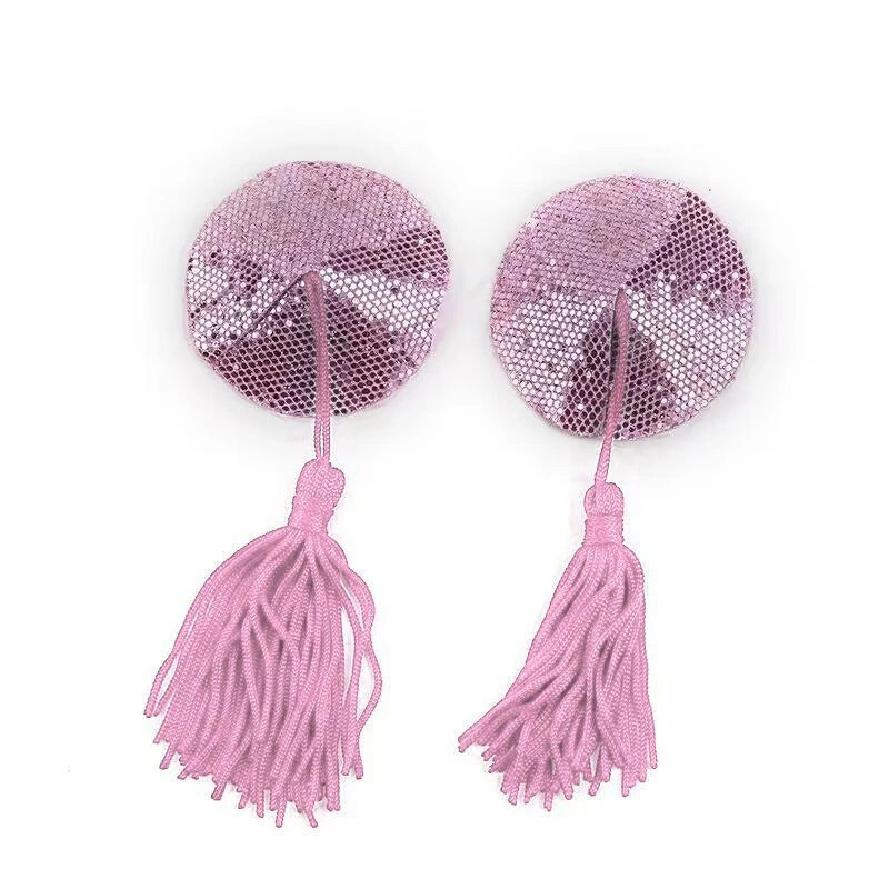 Sex Product Chest Stickers Sexy Sequin Nipple Covers With Tassels Heart Round Lace Shape Nipple Stickers Pasties Wholesale