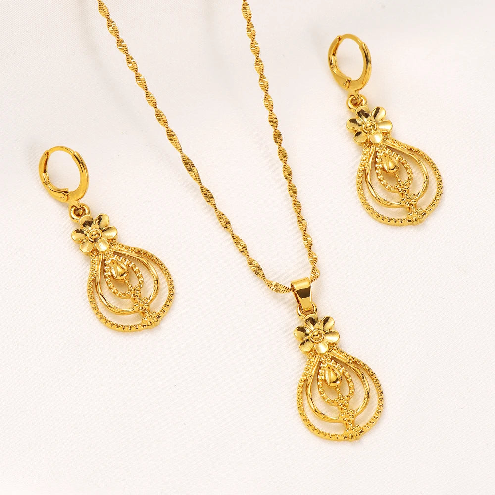 Women's Gold-Color Necklace & Earring Set