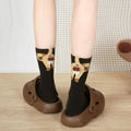 1/2Pair Cartoon Cute Dog Egg Cotton Socks Kawaii Women Lolita Knitting Middle Tube Socks Cat Butt Print Cat Balls Couple Sock