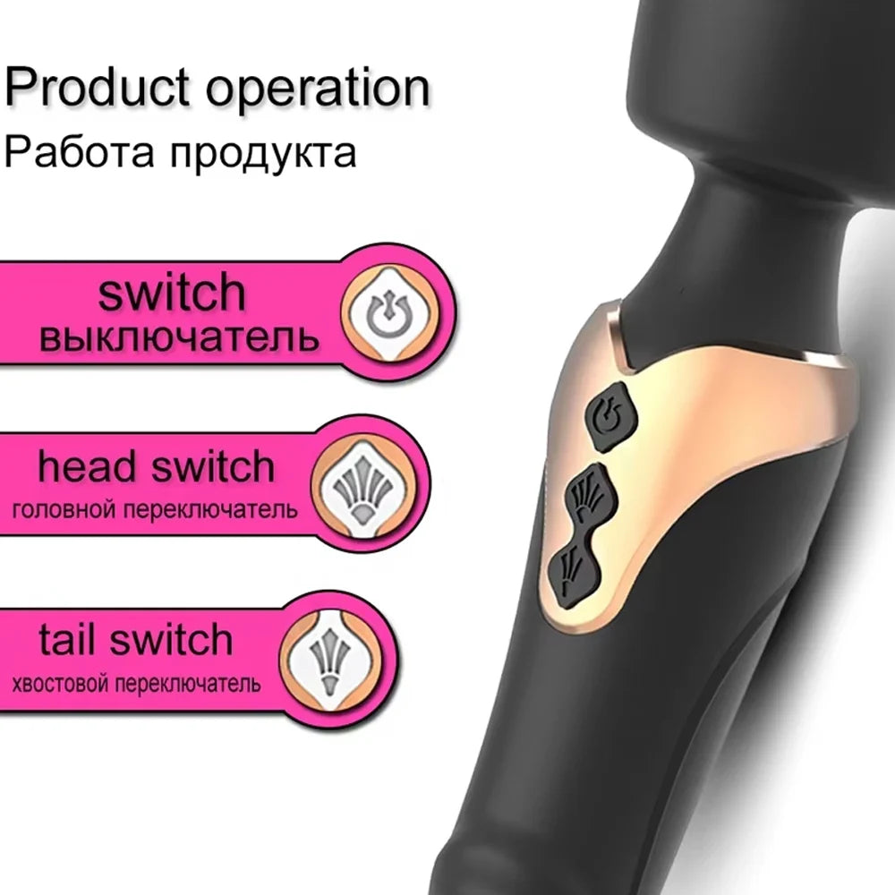 Silicone Rechargeable 10-Mode Wand Vibrator
