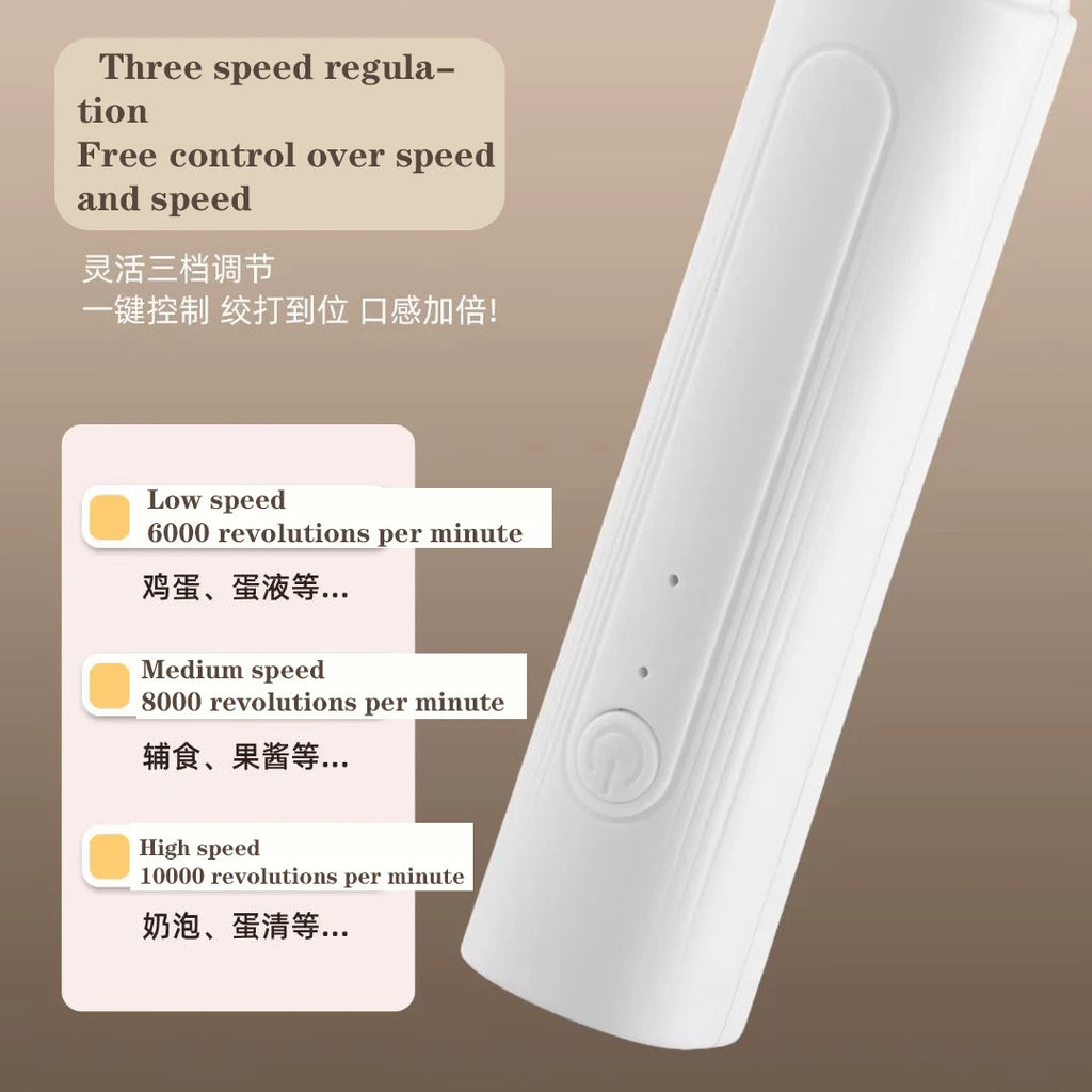 3-Speed USB Rechargeable Hand Mixer
