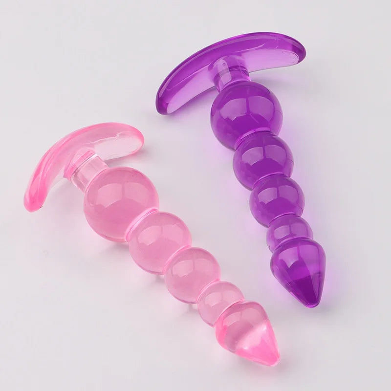 Soft Silicone Anal Bead Plug with Safety Base