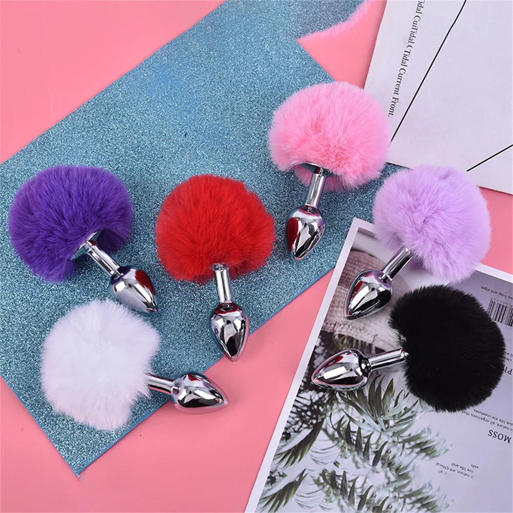 Stainless Steel Rabbit Tail Anal Plug