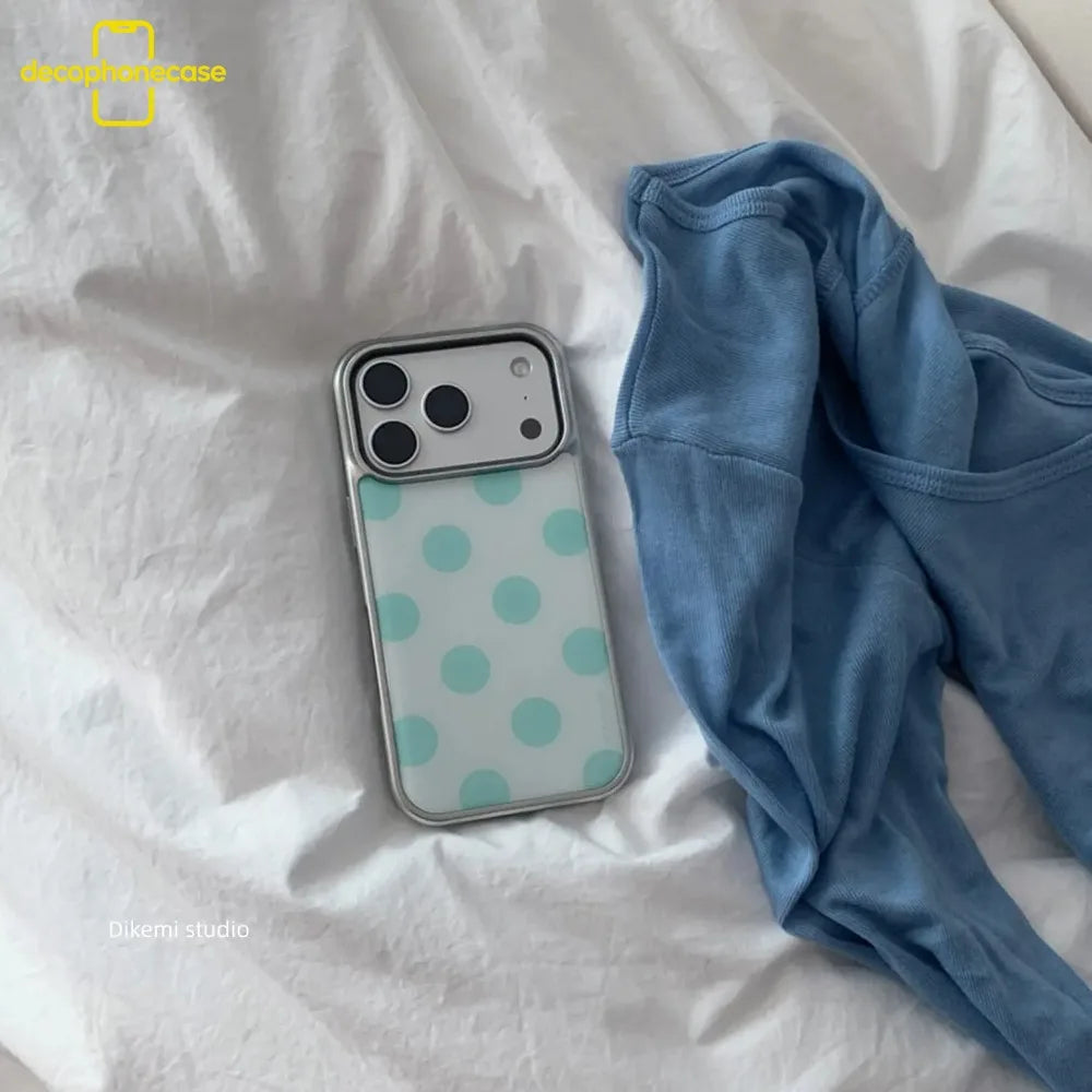 Mint Green Polka Dot Phone Case for iPhone