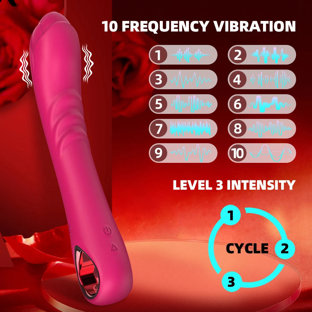 Rose Vibrator Dildo Massager Wand Clitoris Stimulator 10 Frequency Vibrating Penis Adult Women Vagina Massage Female Sex Toy