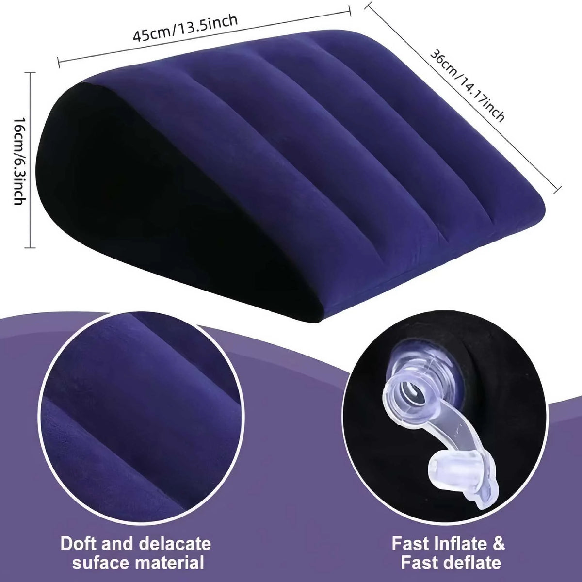 Inflatable Flocked Couple Positioning Wedge Pillow
