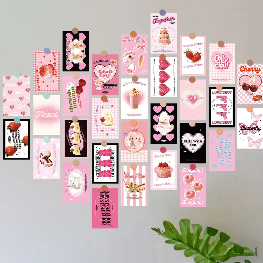 30-Piece Pink Aesthetic Wall Collage Kit