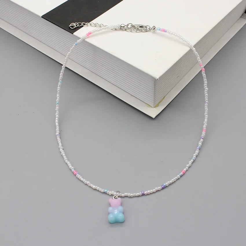 Women's Colorful Seed-Bead Gummy Choker Necklace