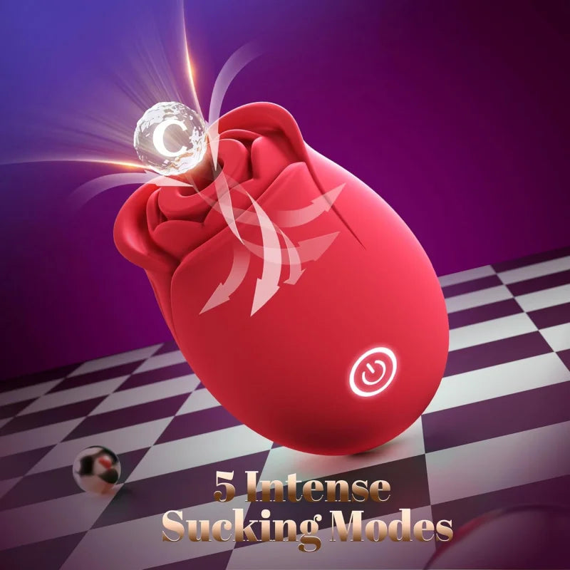Sex toy rose dildo vibrator - Upgraded adult toys,Belt 5 Suction and vibration modes,Suitable for female clitoral nipples