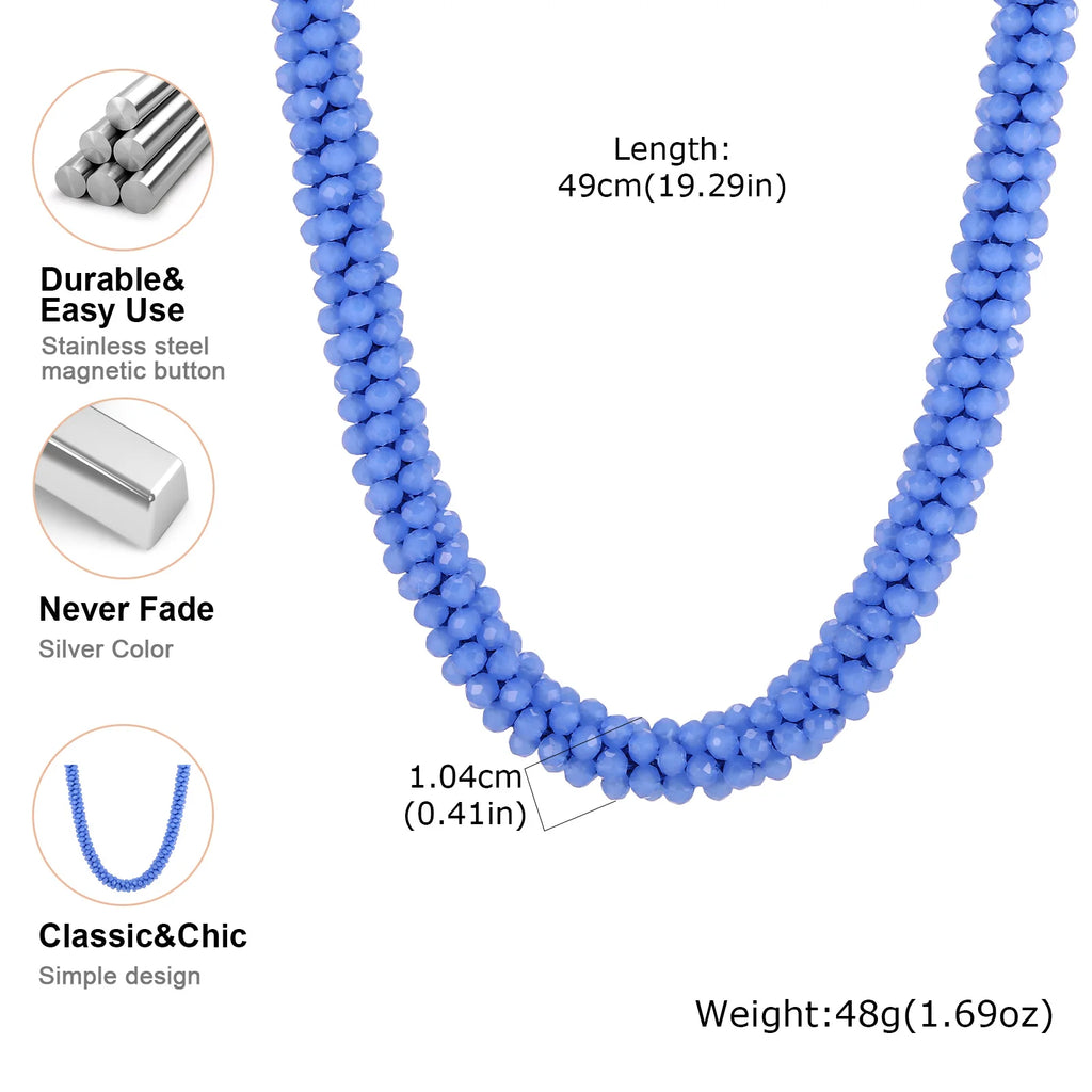 Exaggerated Beaded Choker Necklace Design Bead Chain Magnetic Lock Necklaces for Women Fresh Boho Sweet Neck Jewelry Gift