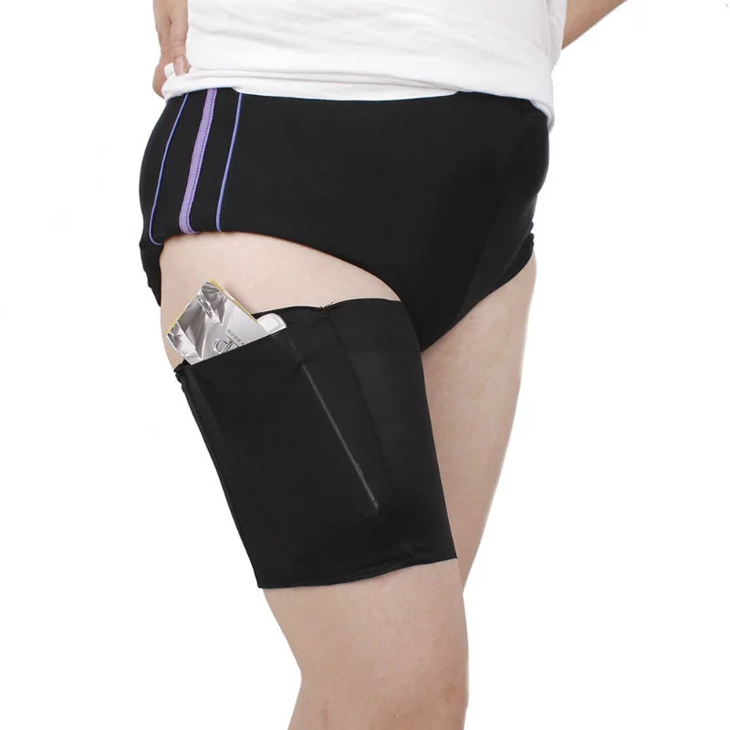 Sexy Inner Thigh Anti Chafing Thigh Bands Solid Phone Pocket Women Silicon Non Slip Leg Sleeves Sport Thigh Bands Leg Warmers