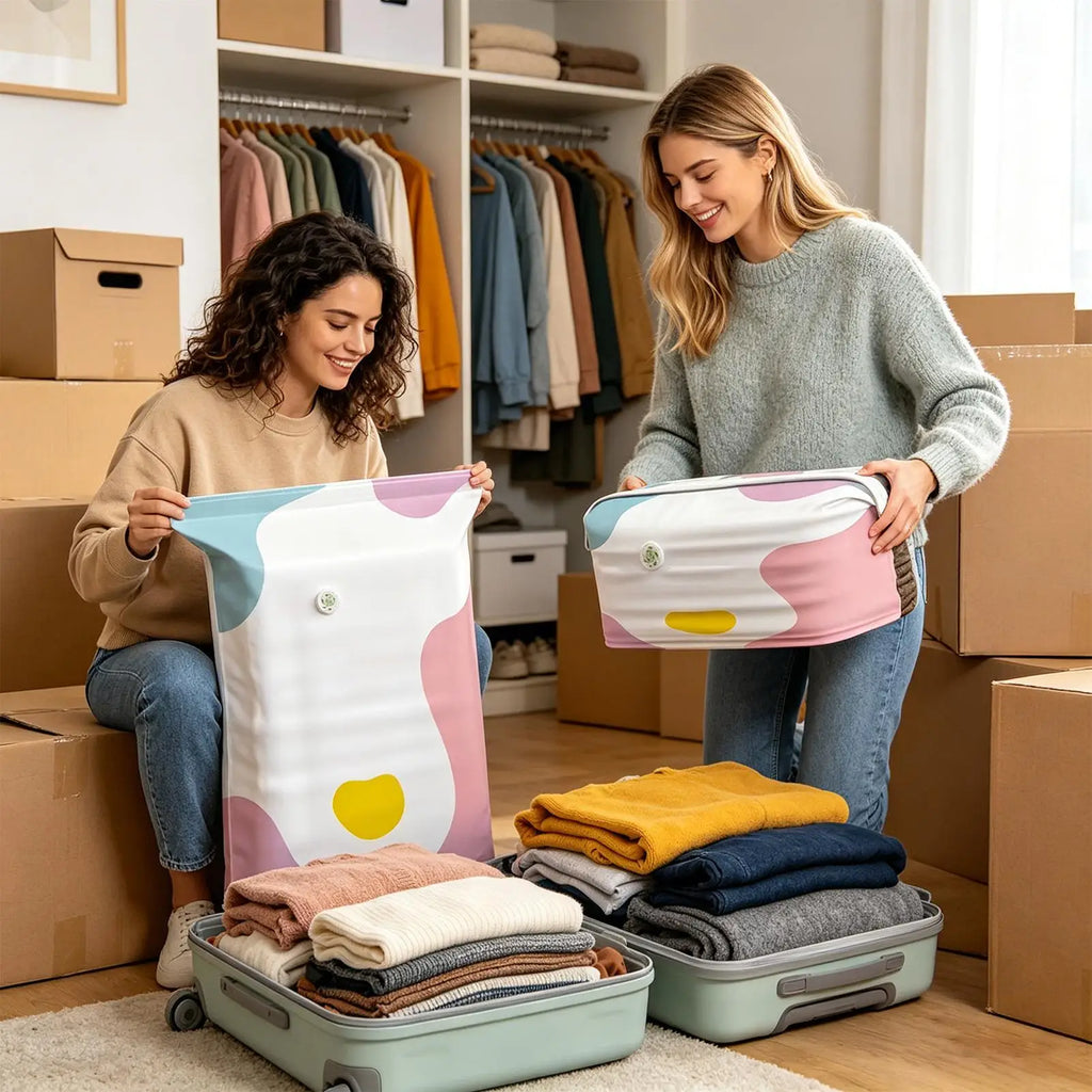 Vacuum Storage Bag Compression No-Pump Packing Sealing Comforter Organizer Space Saving Vacuum Bags for Clothes Blanket Mattress