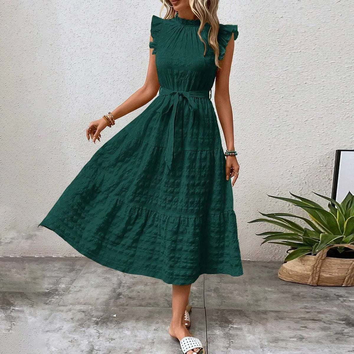 Women's Solid Strap-Detail Beach Dress
