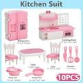 10-Piece Pink Miniature Dollhouse Furniture Set