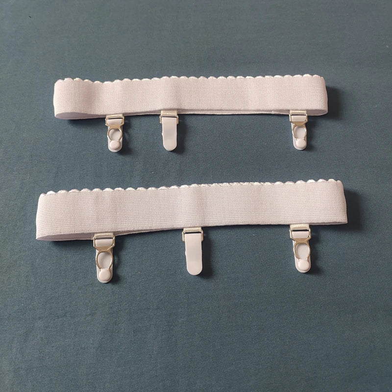 2Pcs Womens Sexy Non-slip Elastic Thigh High Garter Belts Thigh High Stocking Holder Elastic Fastener Suspender with 3 Clips