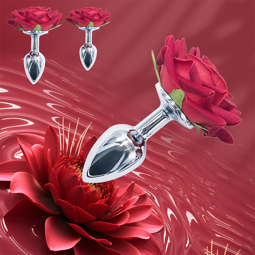 Waterdrop Stainless Steel Anal Plug with Rose Base