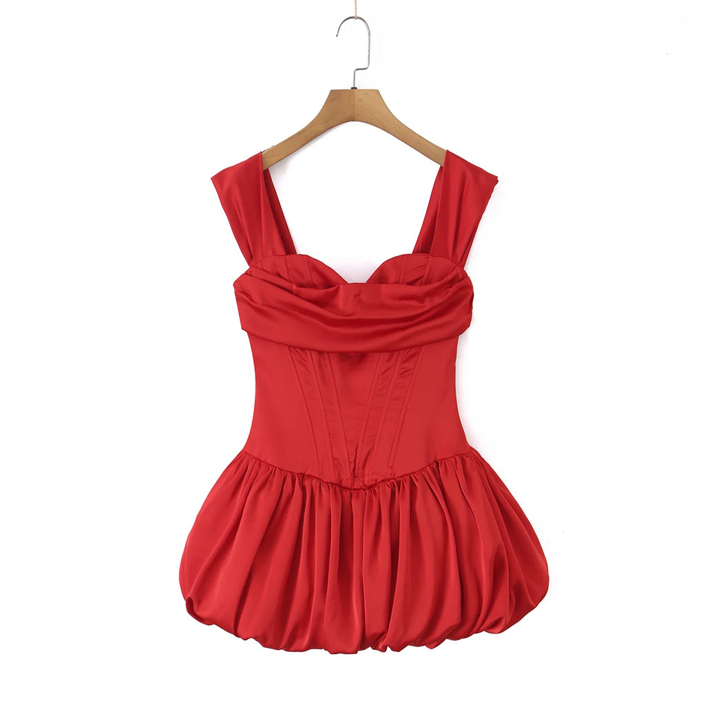 Sexy Women Satin Fold Chest Pad Bra Slash Shoulder Dress Corse Boning Low Waist Cross Lacing Up Back Ball Gown BUD Dresses Robe
