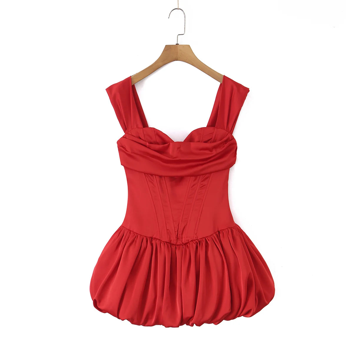 Sexy Women Satin Fold Chest Pad Bra Slash Shoulder Dress Corse Boning Low Waist Cross Lacing Up Back Ball Gown BUD Dresses Robe