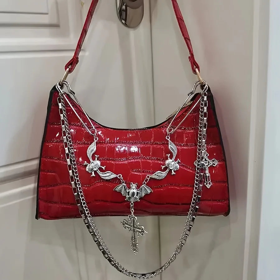 Gothic Skull Chain Shoulder Bag