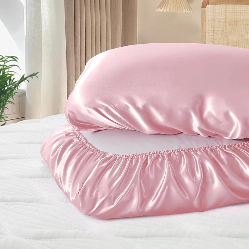 Satin Decorative Pillowcase with Elastic Band