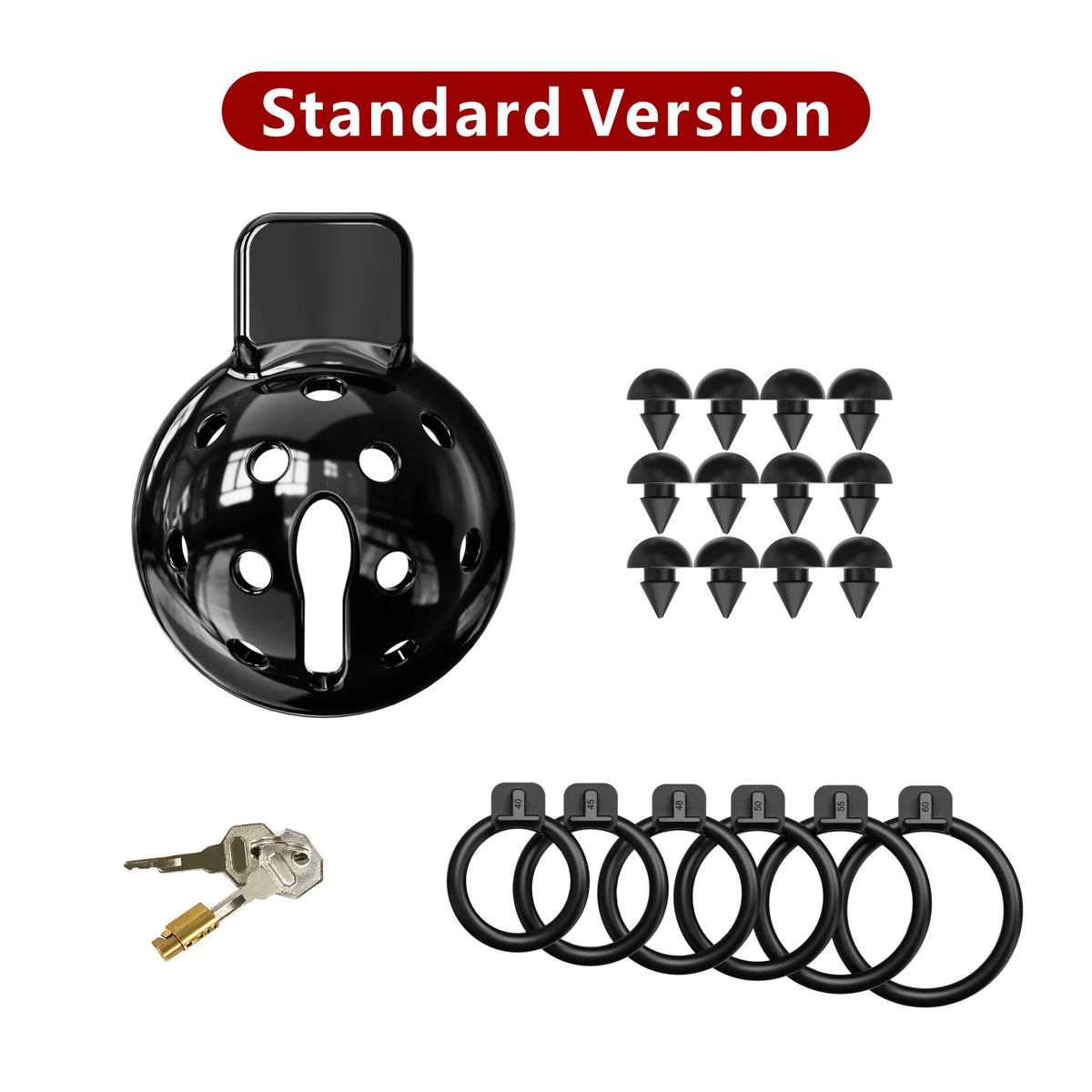 Silicone Chastity Cage with Spiked Rings