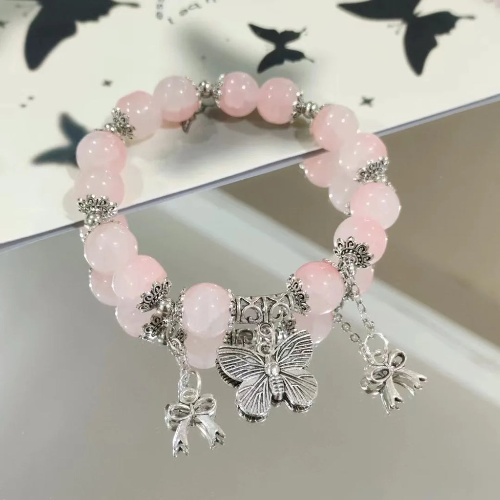 Cherry Blossom Crystal Beaded Bracelet