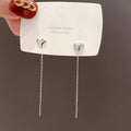 Long Heart Tassel Threader Earrings