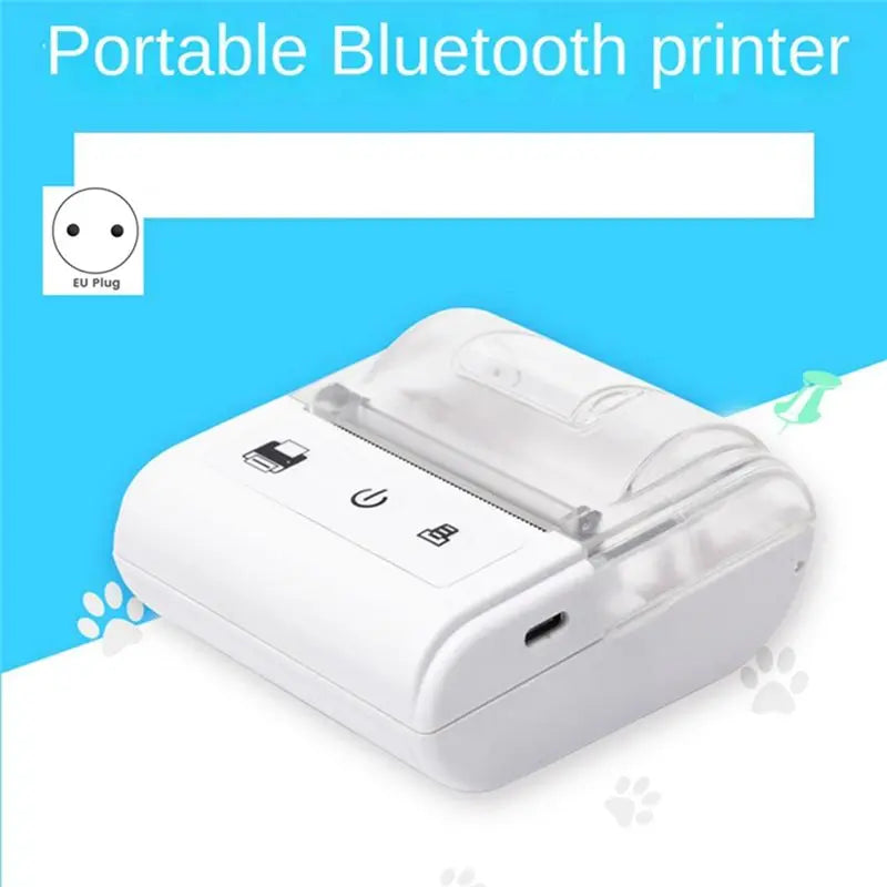 Wireless Mini Thermal Printer Portable Bluetooth Receipt Printer Thermal BT 58mm Thermal Receipt Printing Black EU Plug