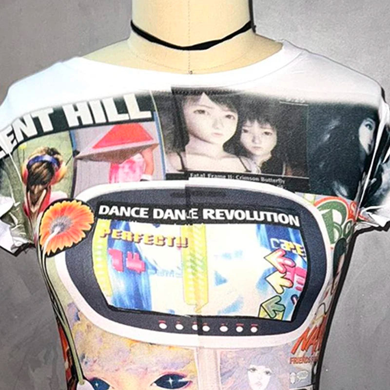 Cartoon Graphic Gothic Y2K Baby Tee