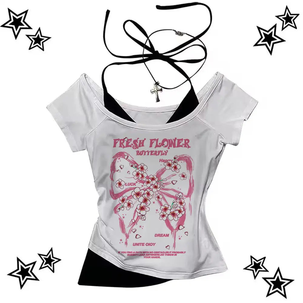 Vintage 2000s Gyaru Y2K Crop Top