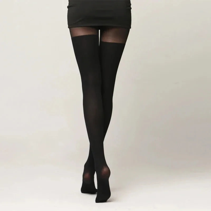 Faux Thigh-High Patterned Tights Hot High Waist Stretchy Pantyhose Women's Stockings & Hosiery - For Fall