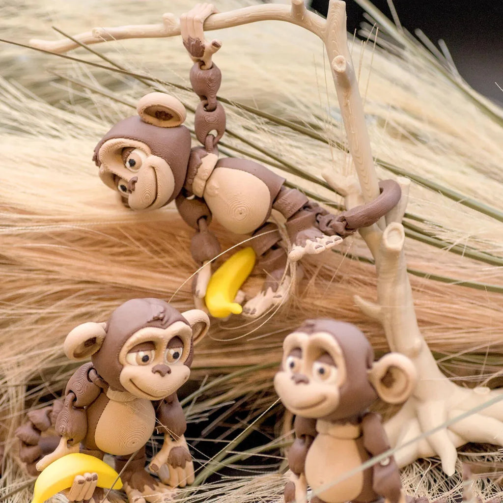 Monkey 3D Printed Articulated,Stands Upright,Hangs by Tail or Hand,travel companion,Jungle Animal Figurine,Fidget Desk Figurine