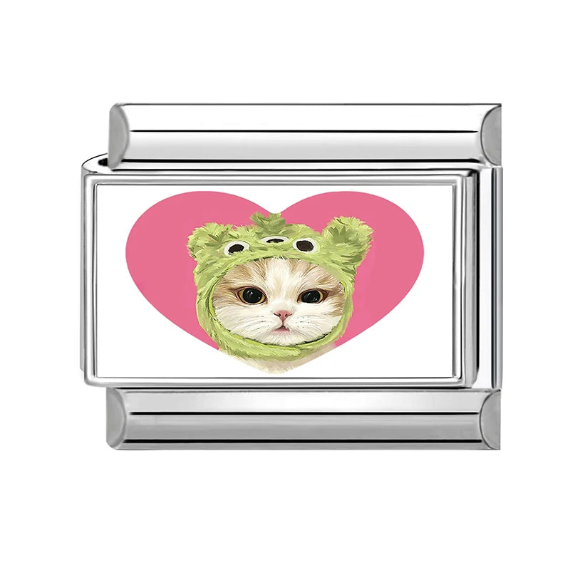 Cat Head Italian Charm Bracelet – 9mm Links