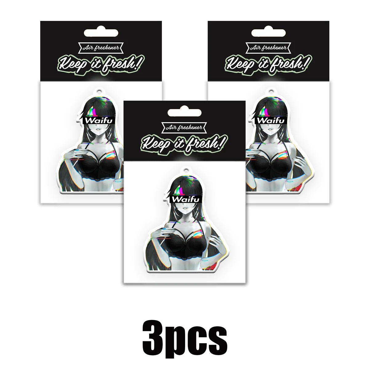 JDM-style cute anime girl "Waifu" car air freshener — rearview mirror hanging charm. Perfect for sprucing up your car interior