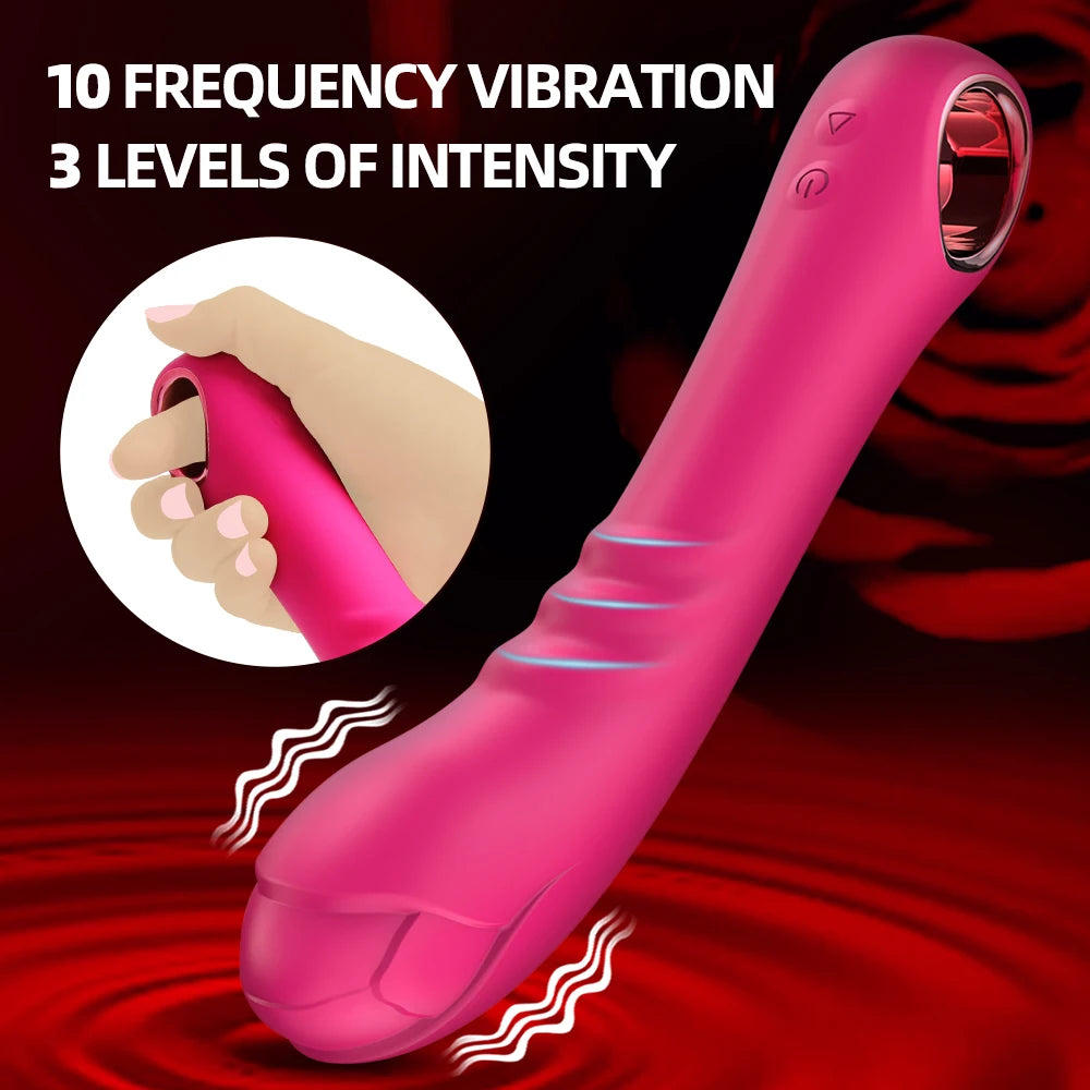 Rose Vibrator Dildo Massager Wand Clitoris Stimulator 10 Frequency Vibrating Penis Adult Women Vagina Massage Female Sex Toy