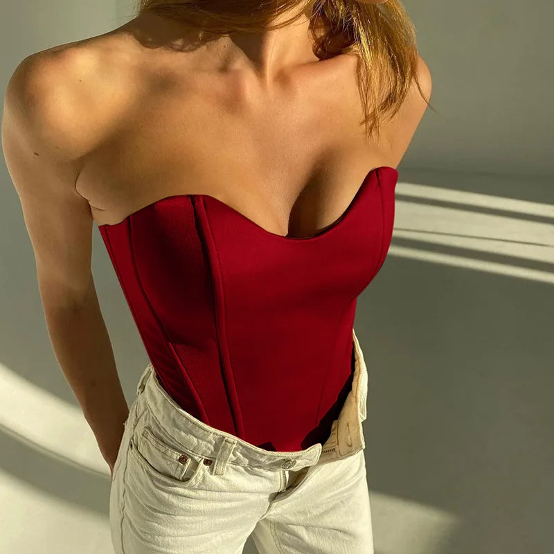Women's Strapless Corset Crop Top