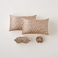 4-Piece Leopard Satin Pillowcase, Eye Mask & Scrunchie Set