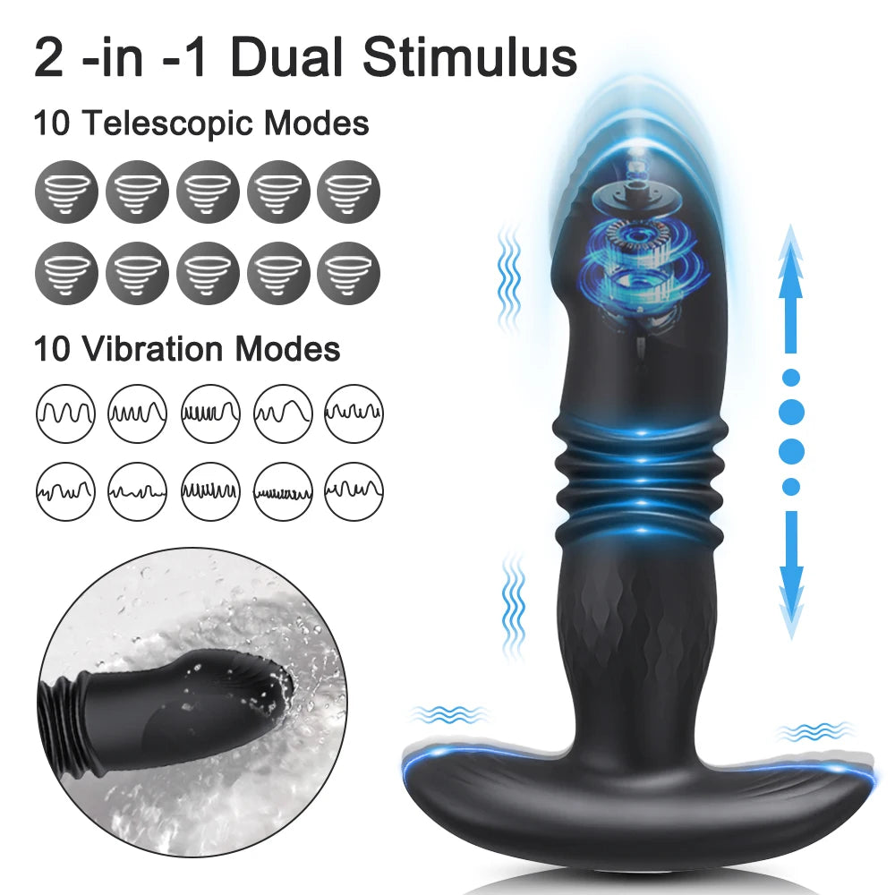 Wireless Remote Telescopic Vibrating Anal Plug