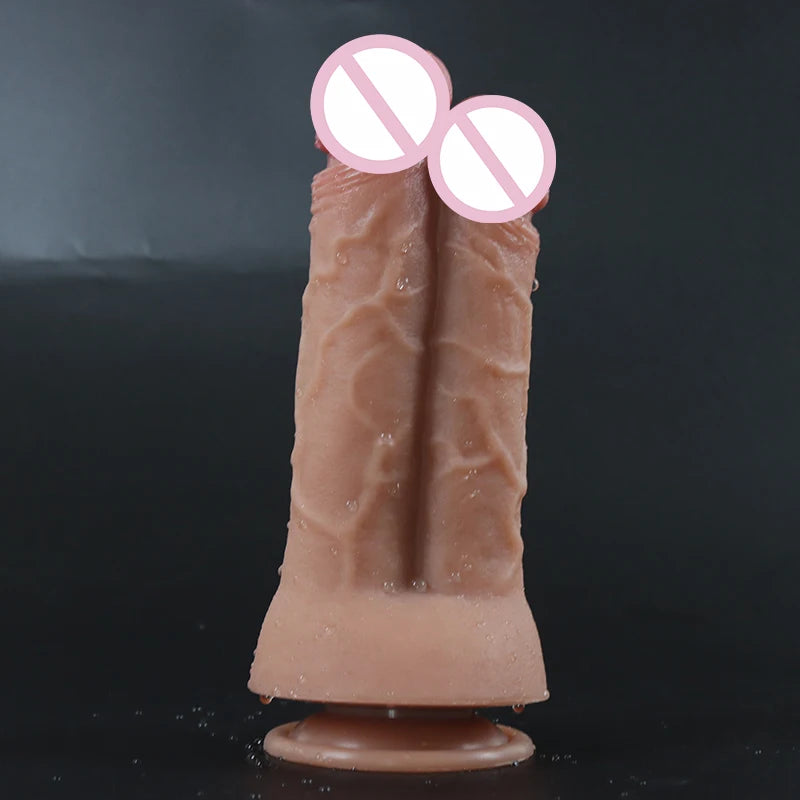 Huge Dildo Sexy Double Glans Realistic Soft  Big Penis Suction Cup Silicone Anal Sex Toys for Men Women Gay Vagina Masturbation