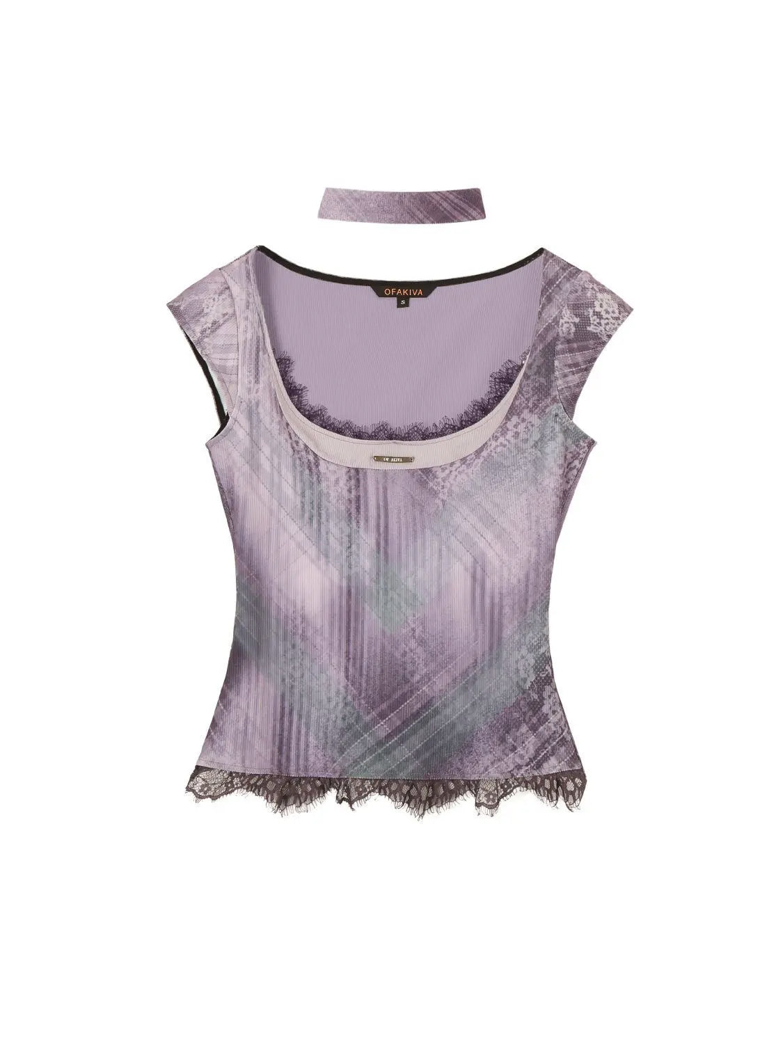 Lace Square-Neck Y2K Short-Sleeve Crop Top
