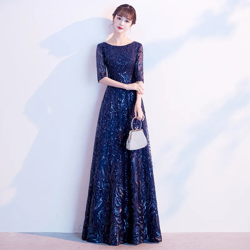 Sexy O-Neck Wedding Dress Elegant Sequins A-Line Formal Party Dress Sweet Princess Banquet Dress