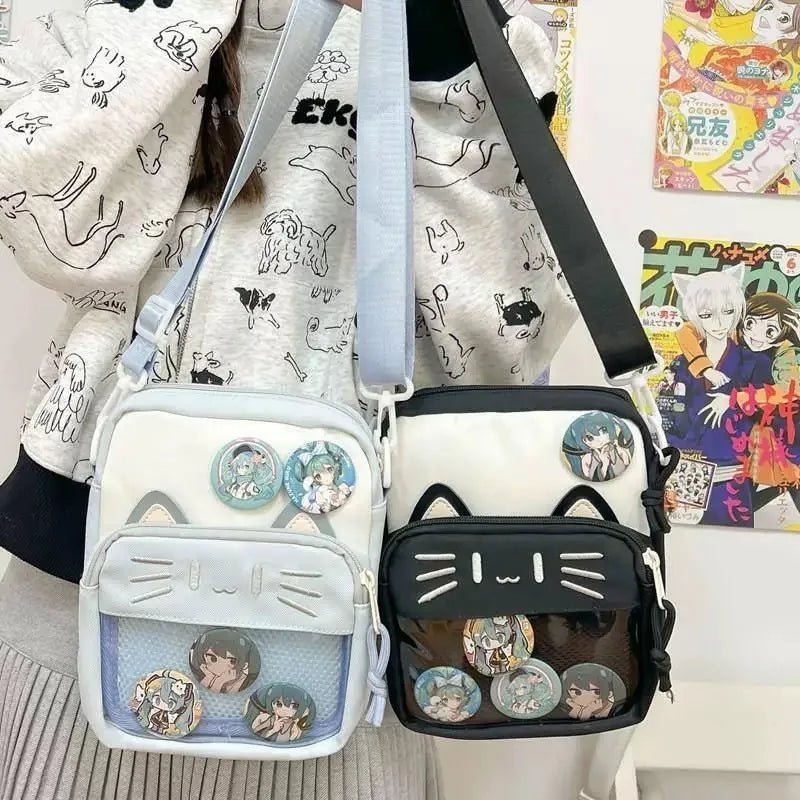 Cute Cat Transparent Ita Crossbody Bag
