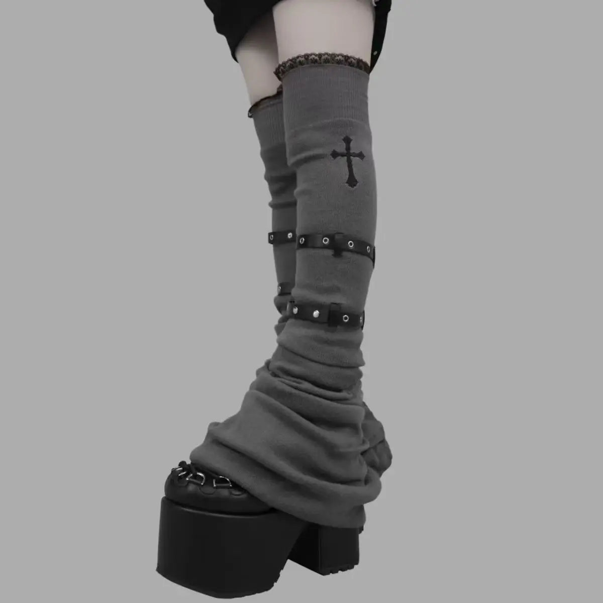 Jirai Kei Buckle & Lace Over-Knee Leg Warmers