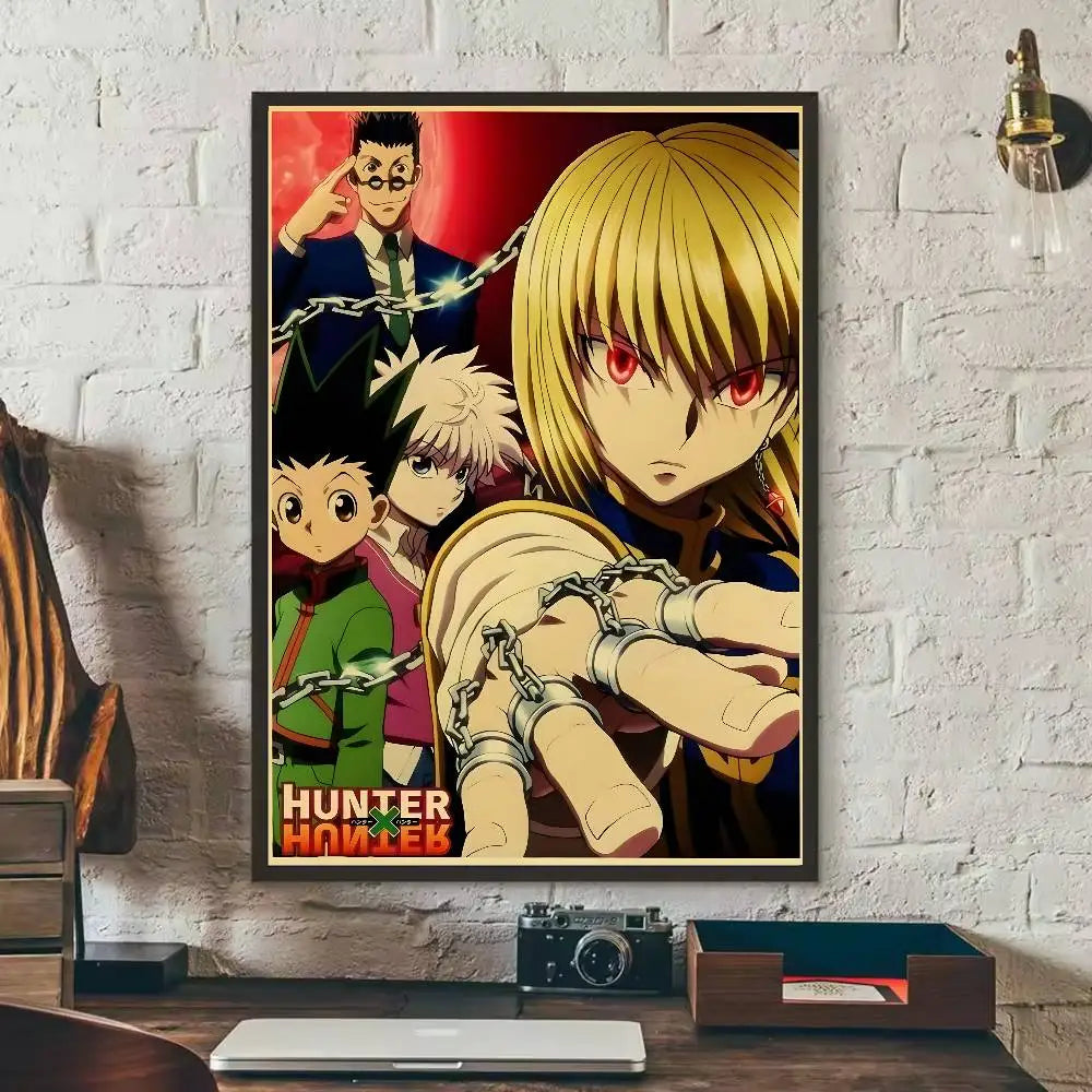 H-HunterXHunter Retro Poster HD Art Sticky Wall Waterproof Home Living Room Bedroom Bar Aesthetic Decoration