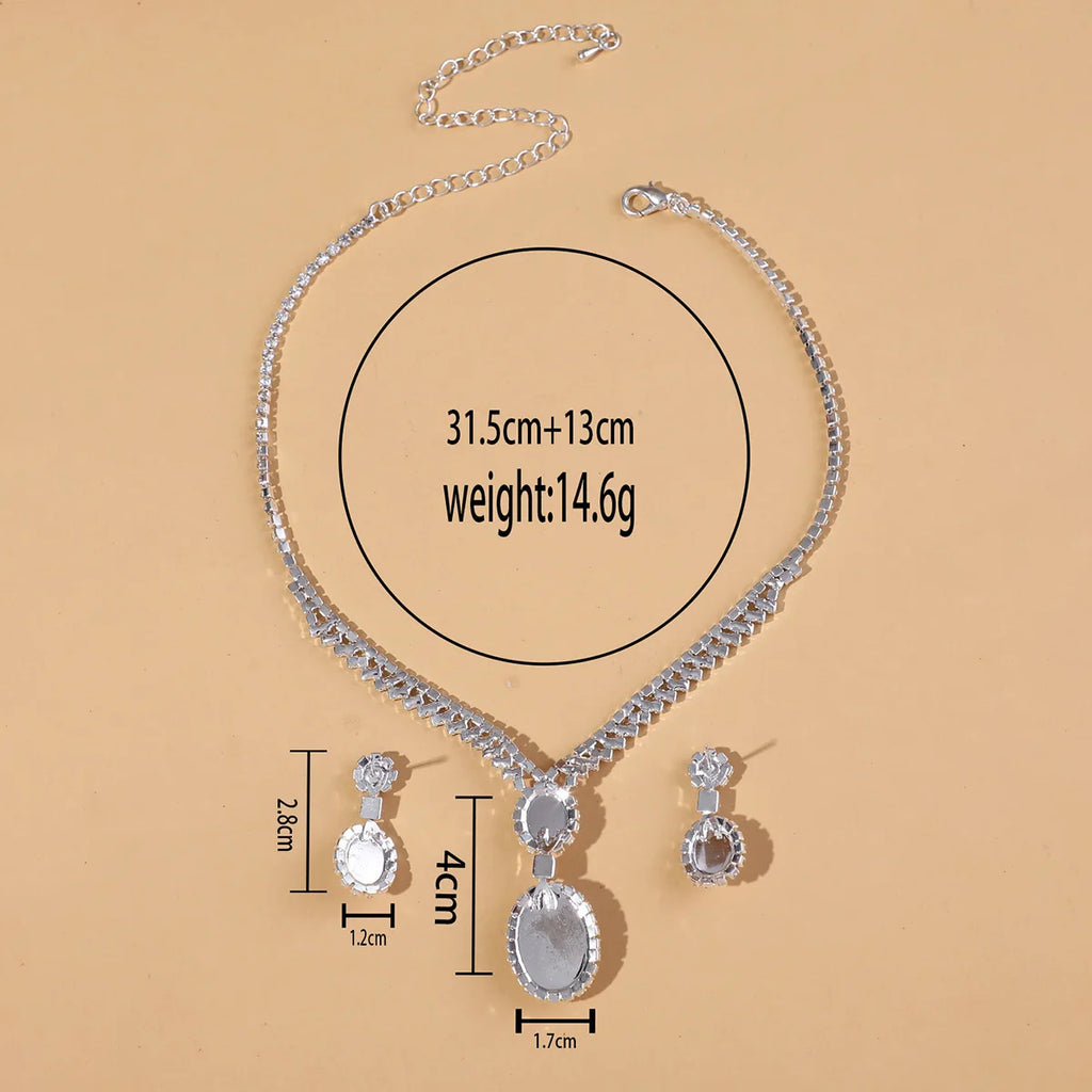 Jewelry wholesale fashion new necklace earrings bracelet set shiny bride jewelry set collarbone necklace