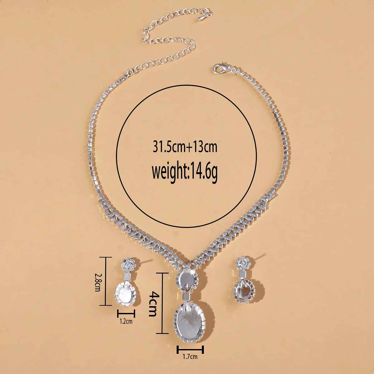 Jewelry wholesale fashion new necklace earrings bracelet set shiny bride jewelry set collarbone necklace