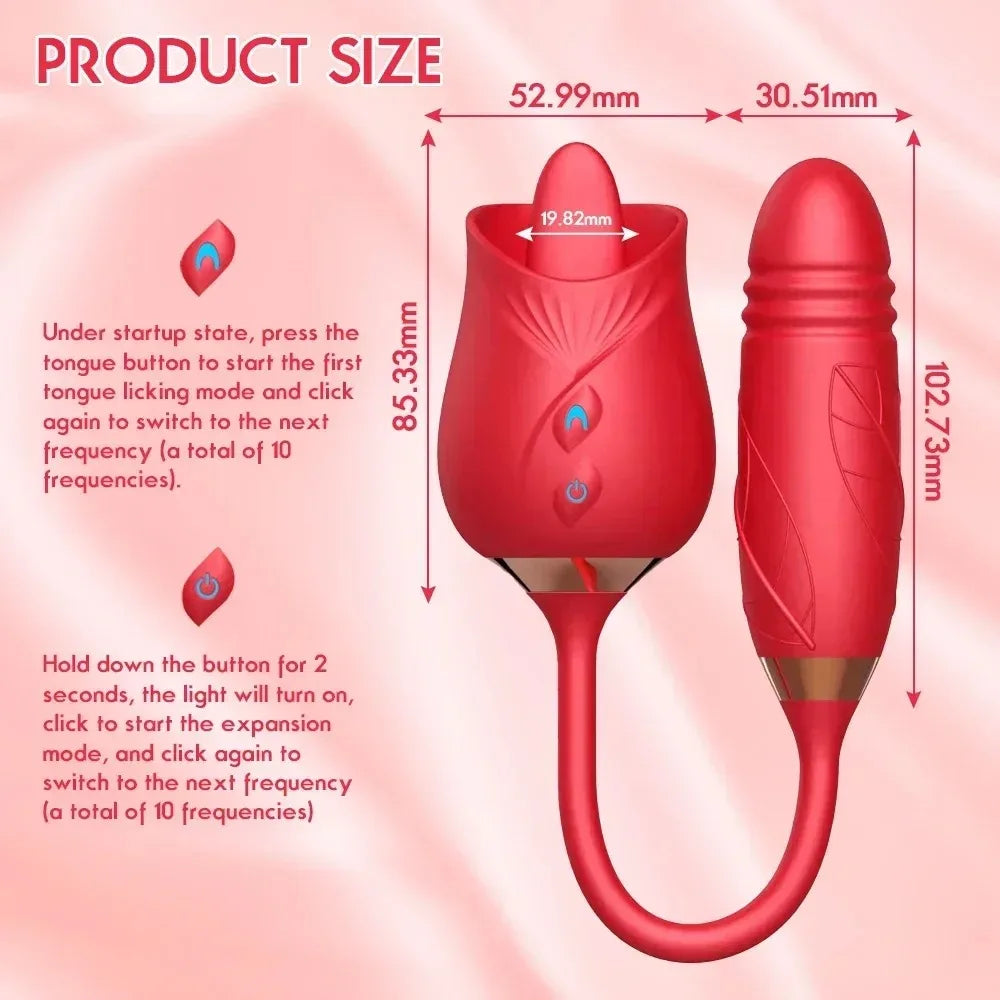 Rose Sucking Thrusting Dildo Vibrator Clitoral Nipple Stimulator G-Spot Massager Rechargeable Sex Toy for Women Couples