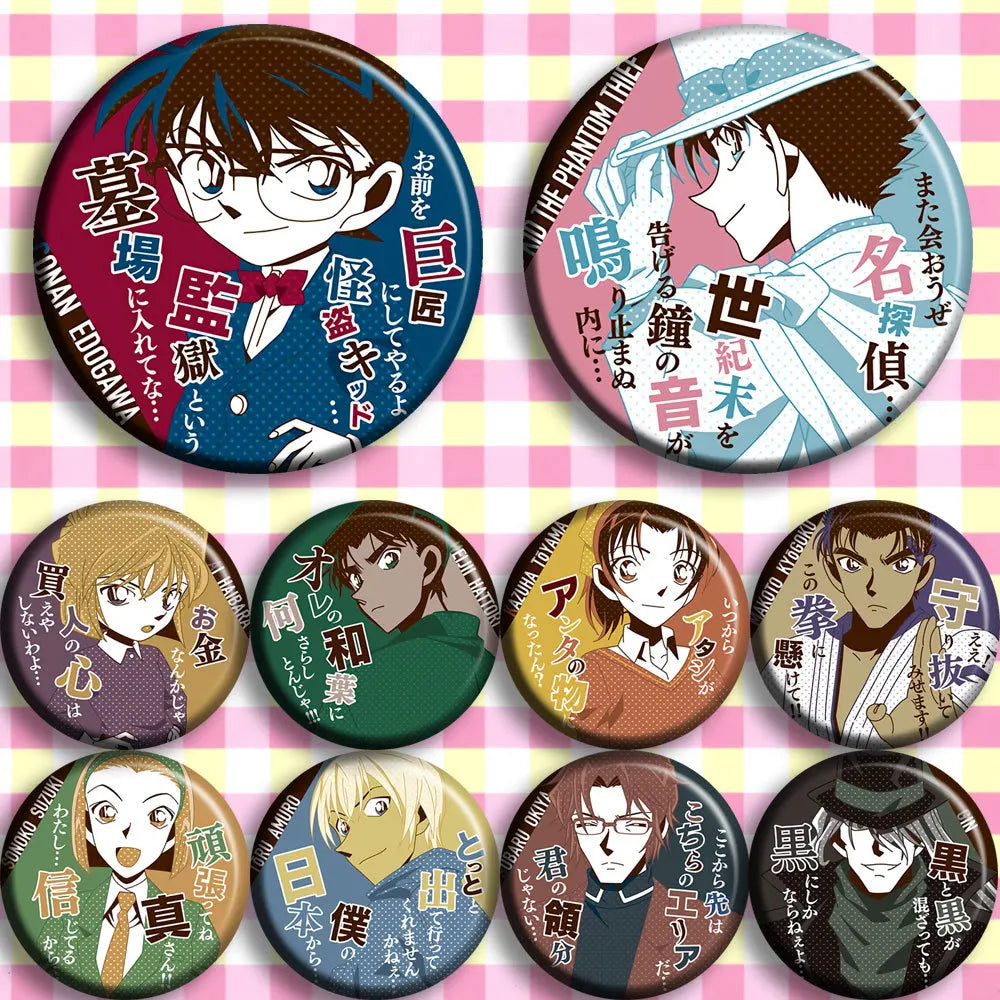 Detective Conan Anime Badge Pin Anime Merchandise Collectible Brooch Keychain Non Poster Hanging Accessory Keychain Gift for